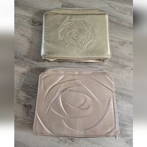 Lot of 2 Lancome Cosmetic Makeup Bag Train Case Gold Pink